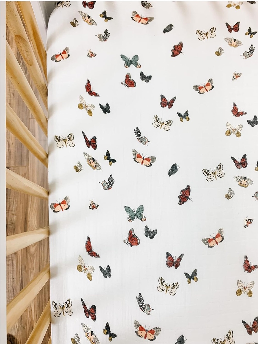 White Butterfly Crib Sheet - Soft Cotton Muslin